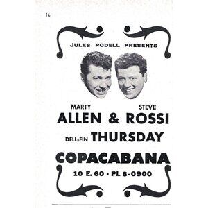 Copacabana New York City Allen Rossi Advertisement 1960s Vintage Print Ad